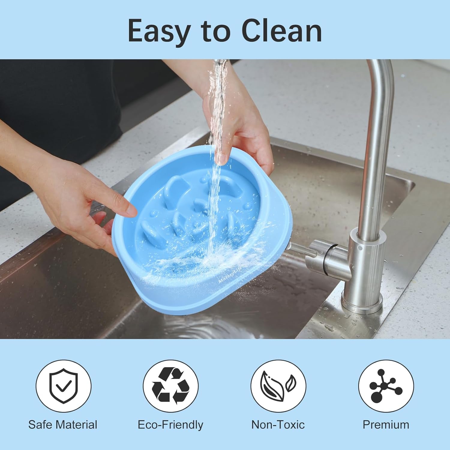 Blue Interactive Slow-Feeder Bowl