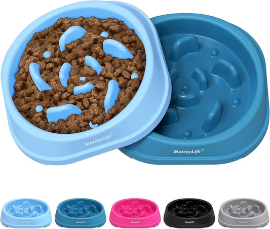 Blue Interactive Slow-Feeder Bowl