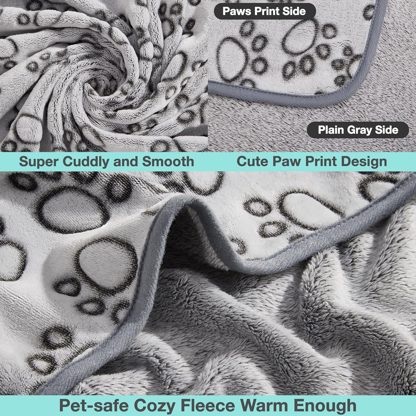 Soft Gray Paw Print Blanket