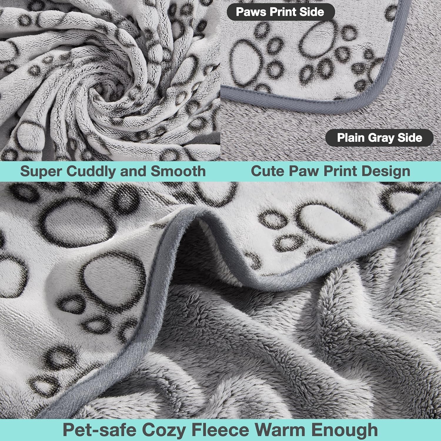 Soft Gray Paw Print Blanket