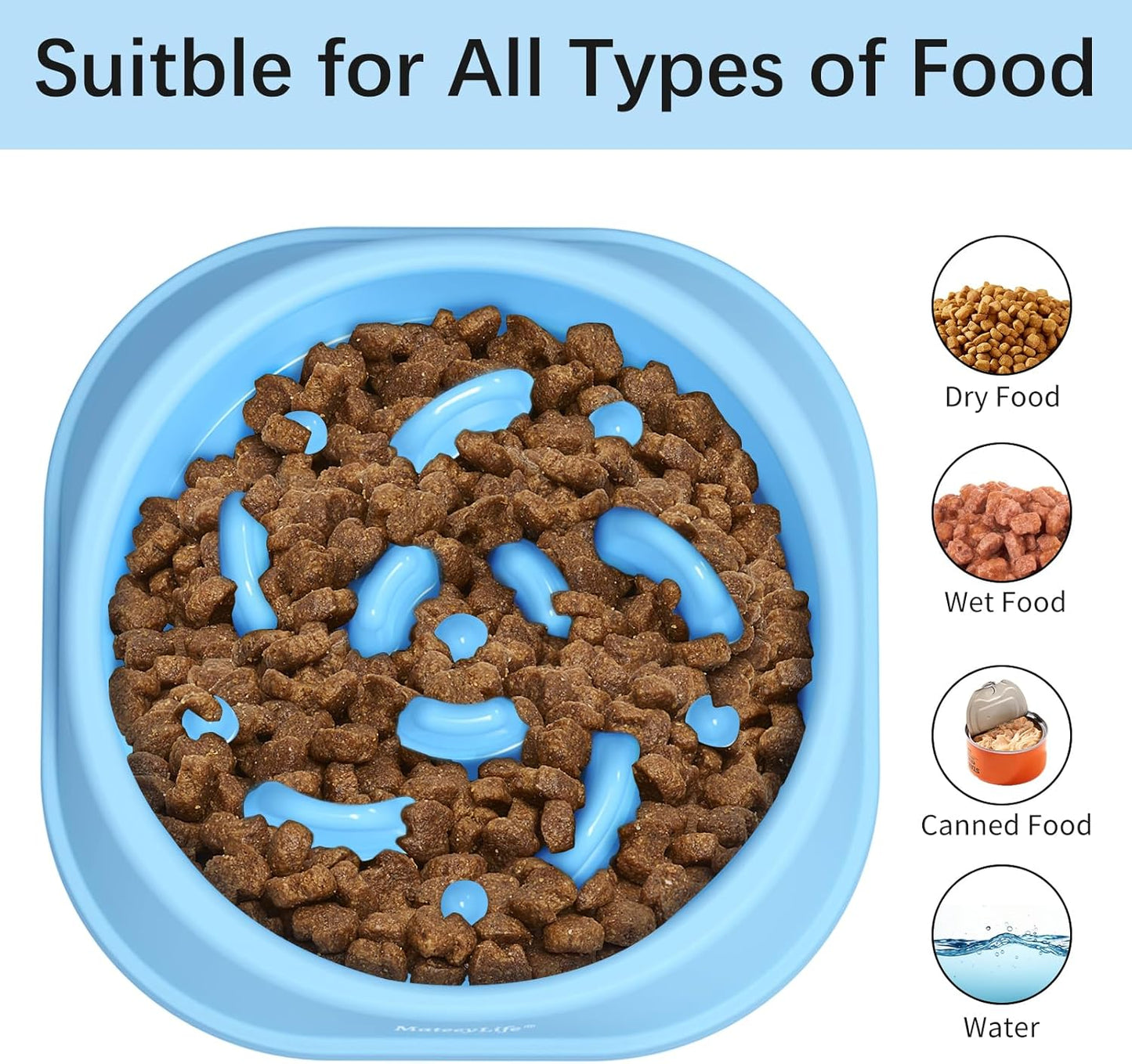 Blue Interactive Slow-Feeder Bowl