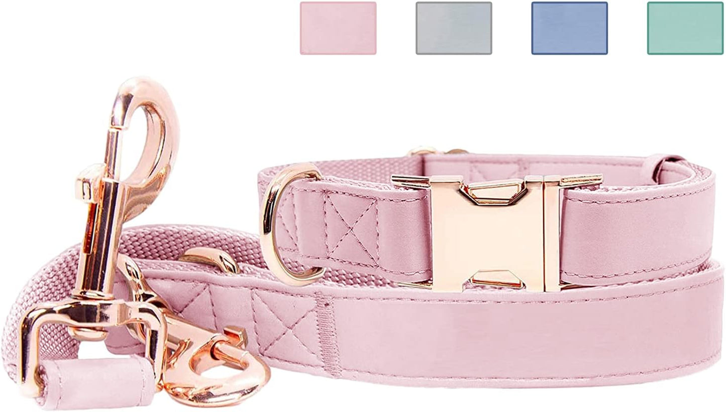 Pink Pleather Leash & Collar Set