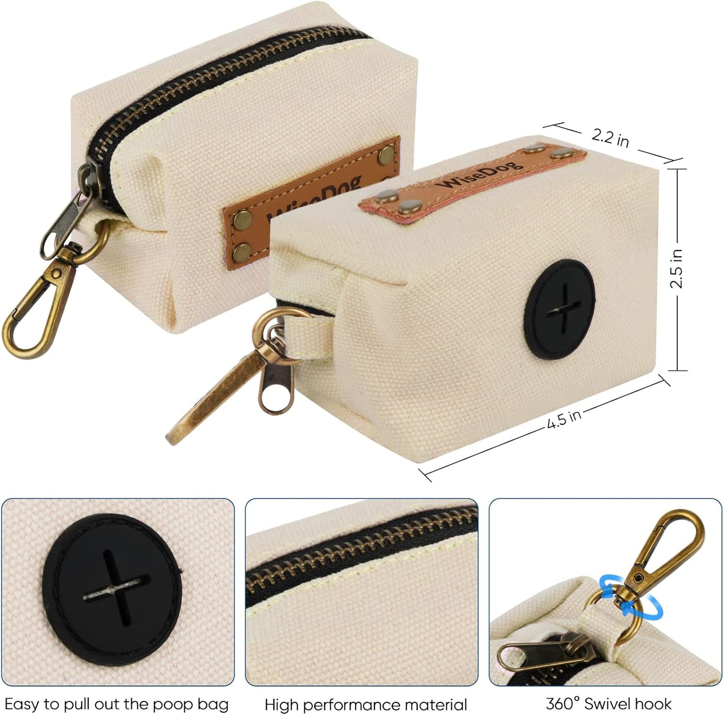 Tan Collar + Leash with Poop Bag Holder Set
