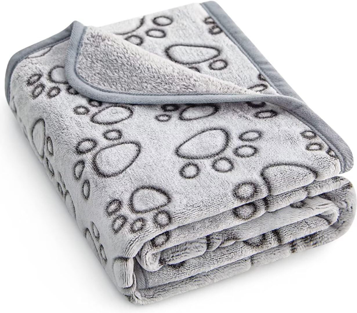 Soft Gray Paw Print Blanket