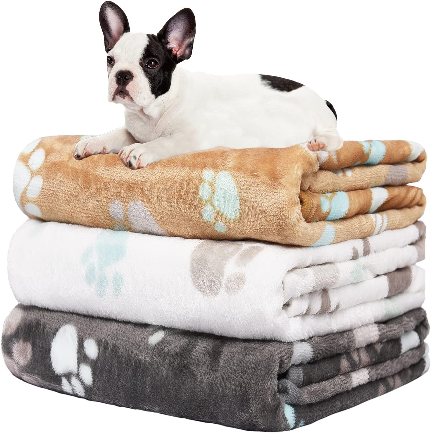 Soft Multi-Colored Paw Print Blanket Set