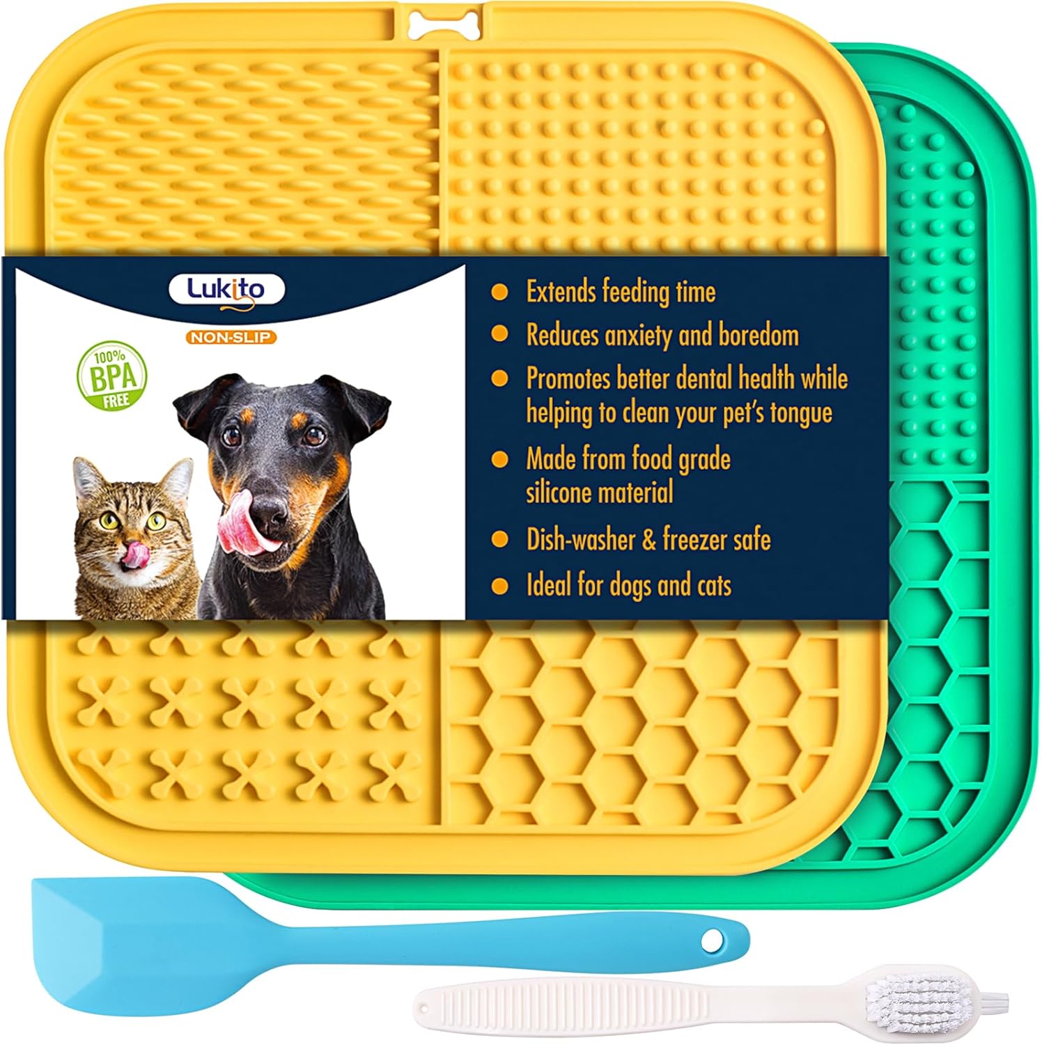 Lick Mat Set of 2 With Spatula