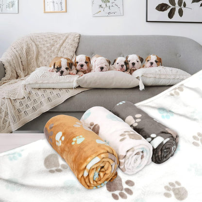 Soft Multi-Colored Paw Print Blanket Set