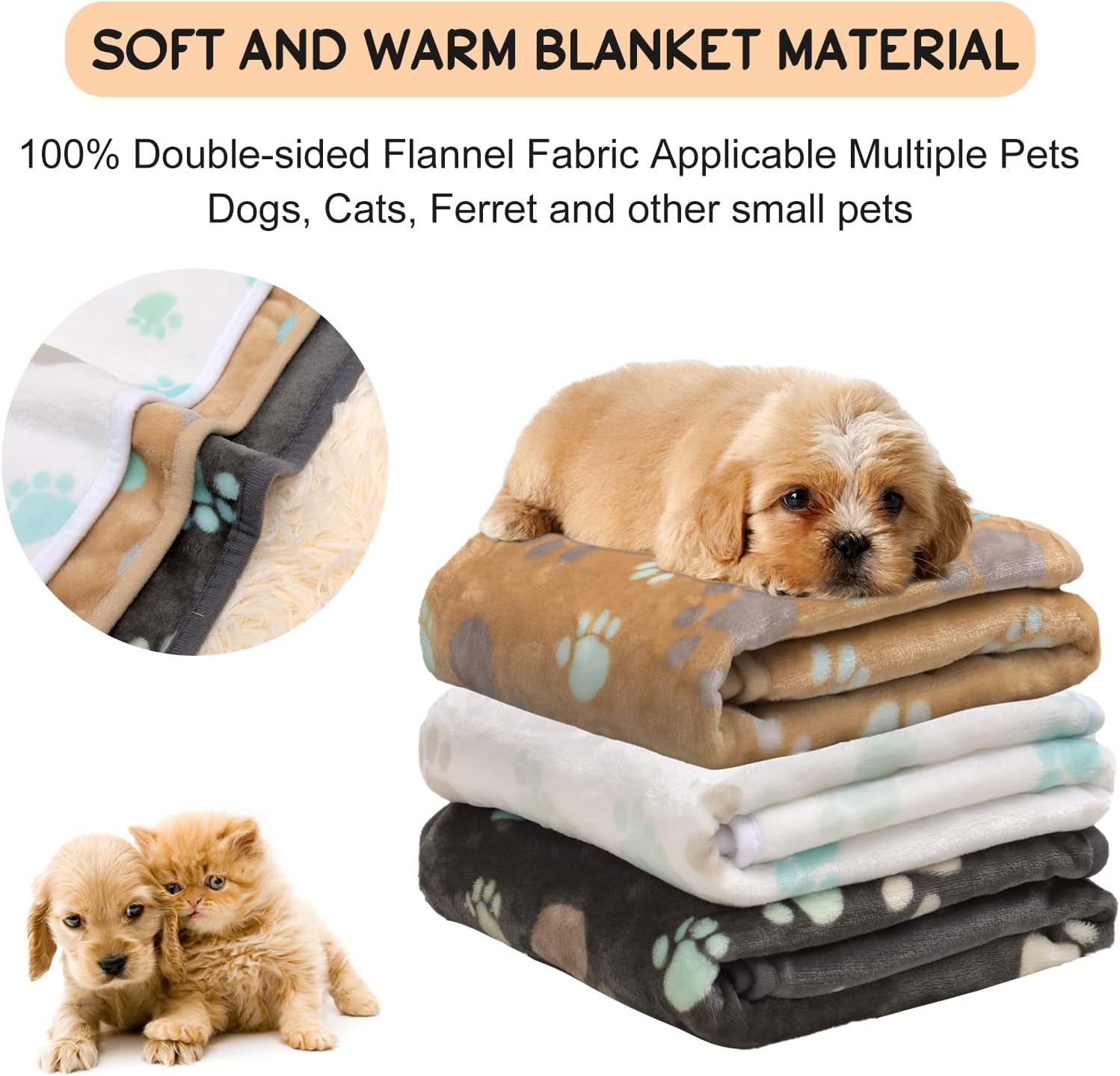Soft Multi-Colored Paw Print Blanket Set