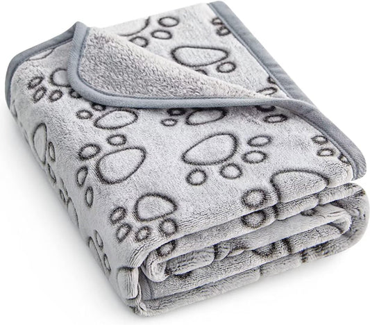 Soft Gray Paw Print Blanket