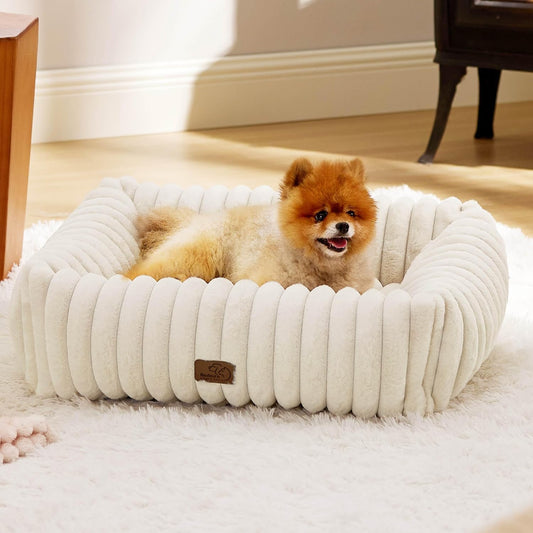 Cream Ribbed Comfy Bed