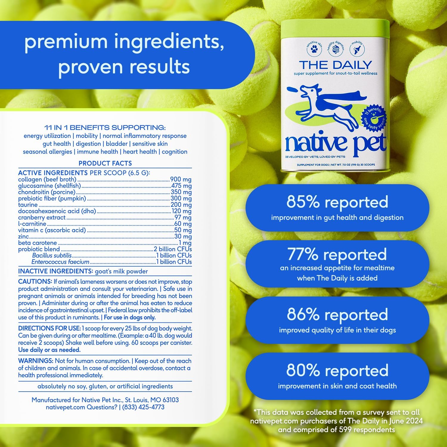 Native Pet 11-in-1 Multivitamin Powder Supplement 