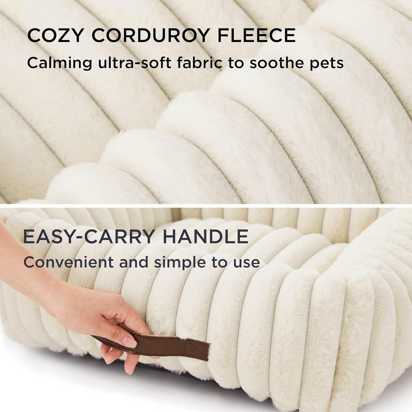 Cream Ribbed Comfy Bed