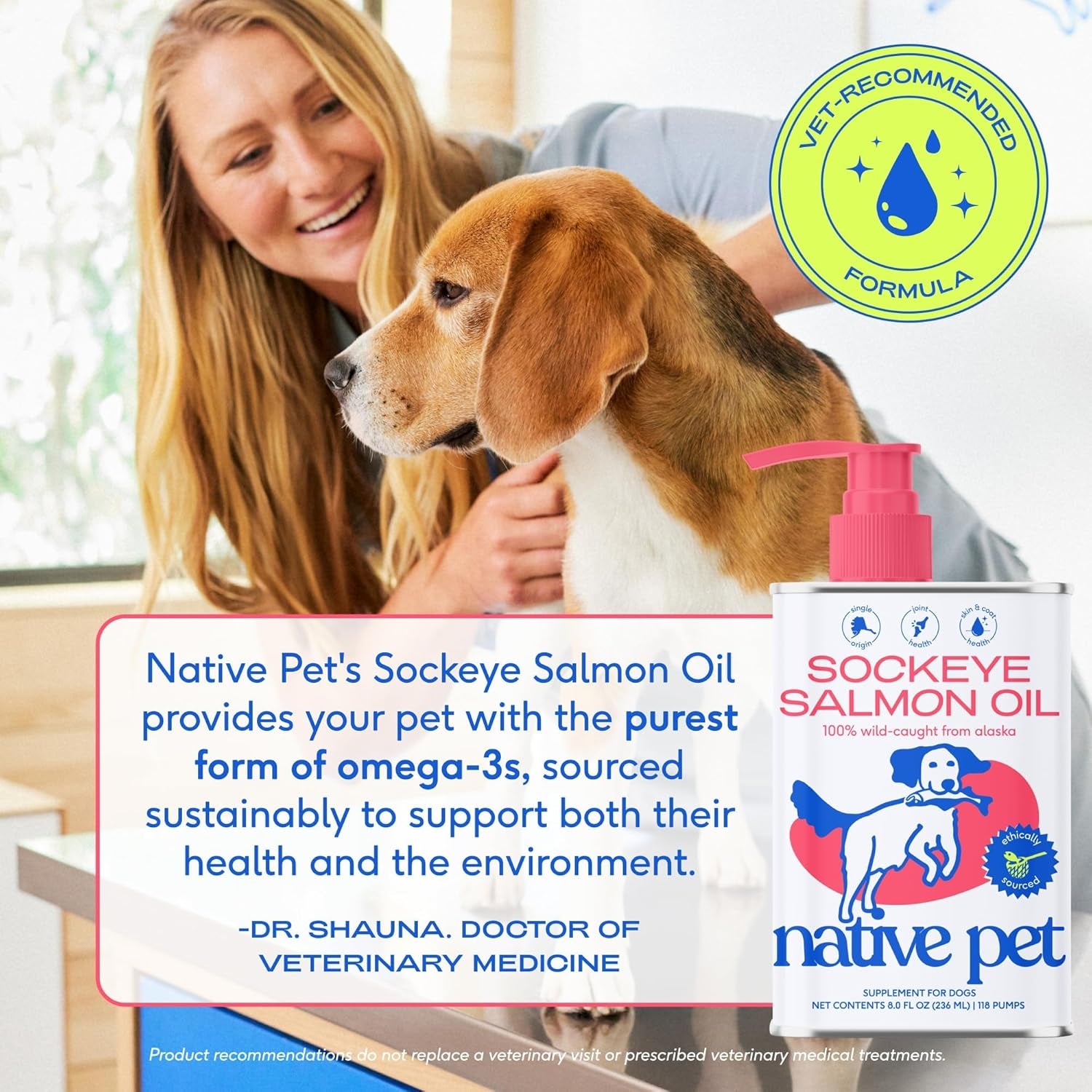 Native Pet 100%  Wild Caught Alaskan Sockeye Salmon Oil