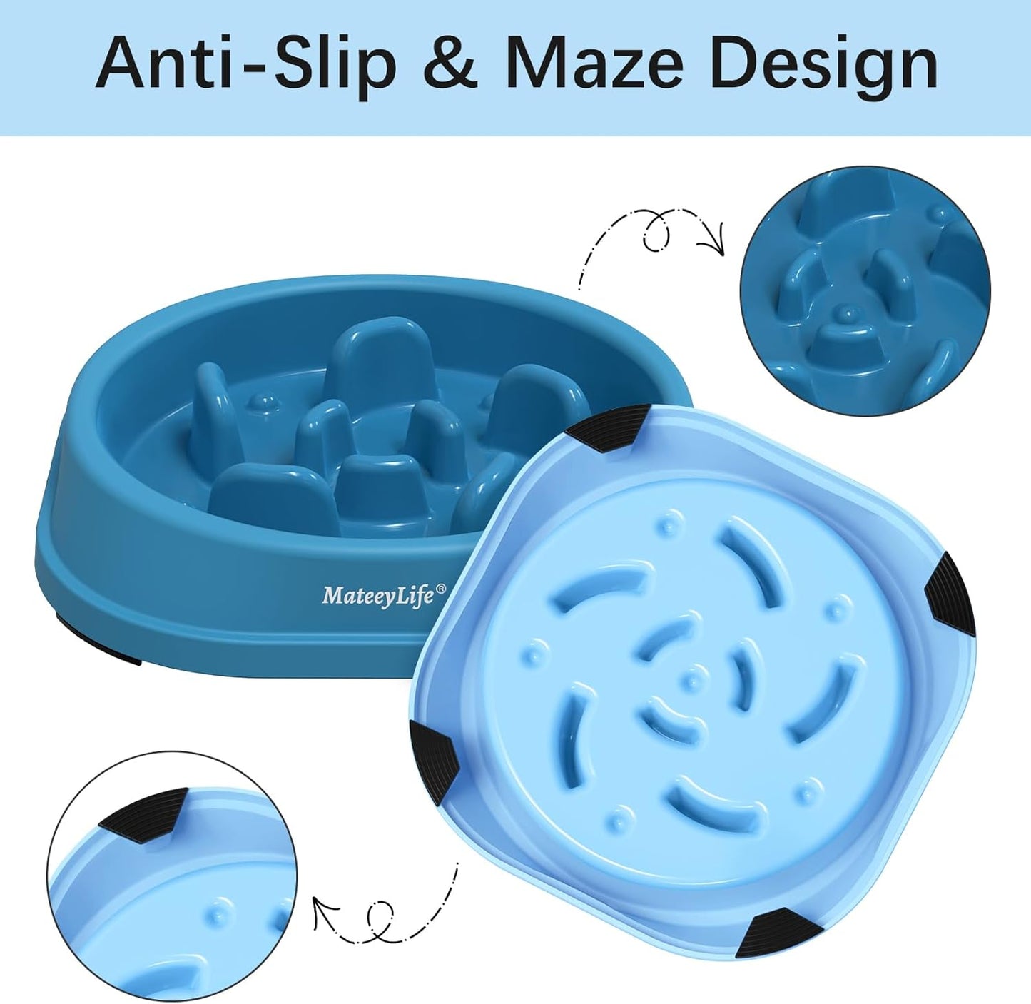 Blue Interactive Slow-Feeder Bowl
