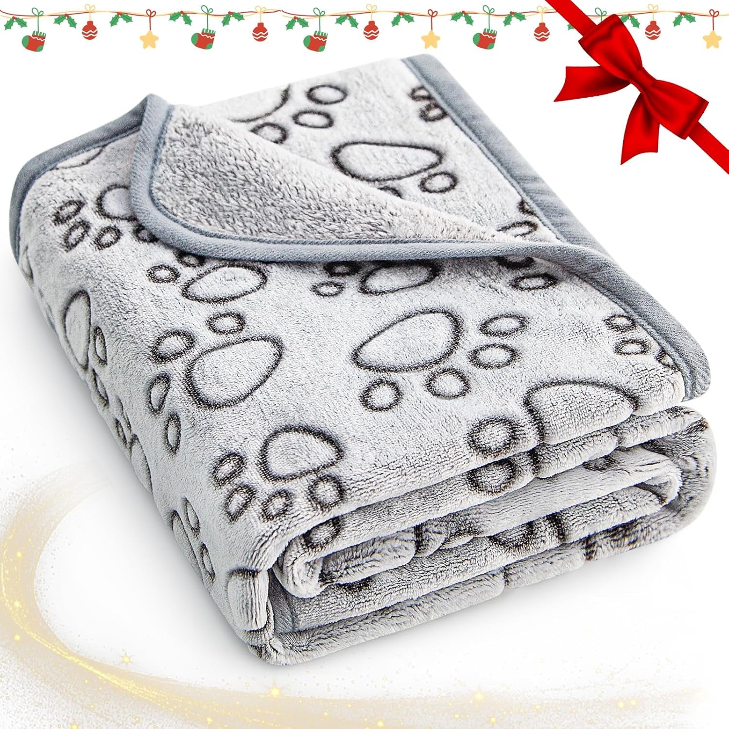 Soft Gray Paw Print Blanket