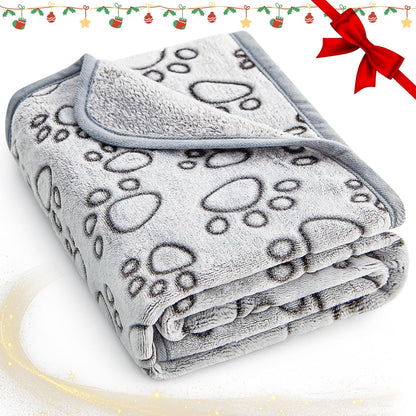 Soft Gray Paw Print Blanket