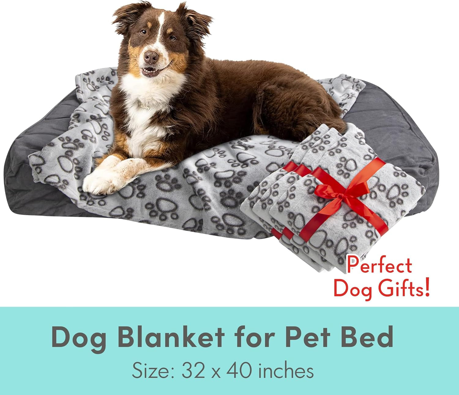 Soft Gray Paw Print Blanket